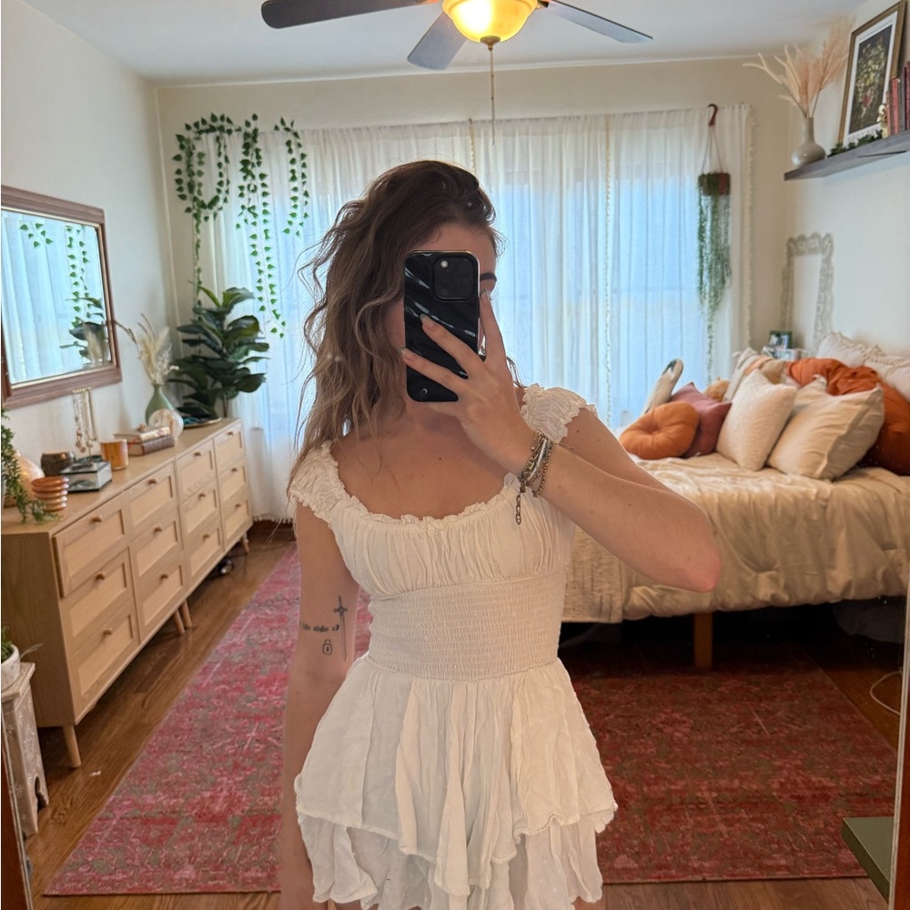Elegant White Ruffled Dress
